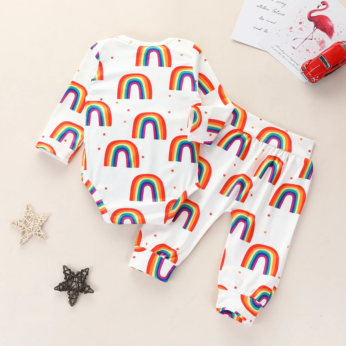 

Baby Boy Girl 0-24M Set Infant Baby Girls Boys Letter Print Romper Jumpsuit Cute Rainbow Pants Summer Outfits Newborn Clothes