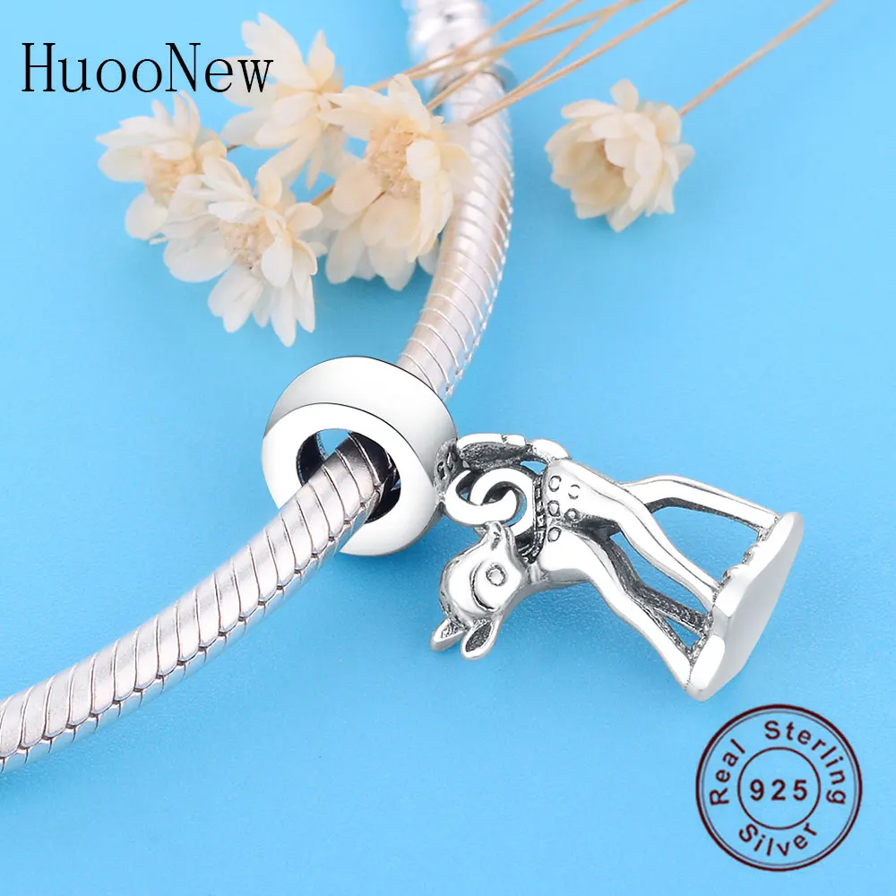 Сфотографированный олень Sika бисера Подходит оригинальный Амулеты Браслет 925