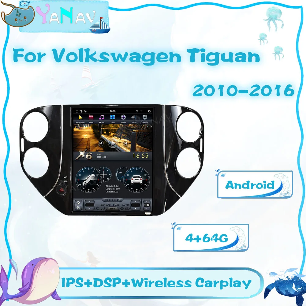 

Автомобильный радиоприемник Android PX6 Carplay для Volkswagen Tiguan 2010-2016, GPS-навигация, магнитофон, Мультимедийный MP3-плеер, головное устройство