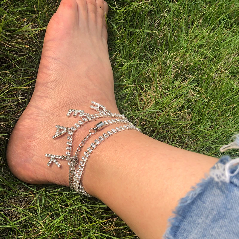 ЦИРКОНИЕВЫЕ хрустальные ножные браслеты с надписью NASTY FREAK Angel богемные золотые