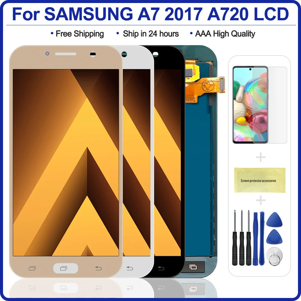 ЖК дисплей 5 7 дюйма для Samsung Galaxy A7 2017 A720 A720F A720F/DS сенсорный экран дигитайзер с
