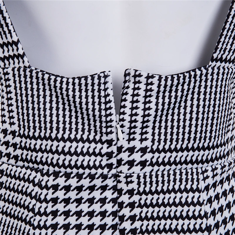 

Women's Mini Skirt Vintage Official Lady Sexy Pencil High Waist Skirt Summer Fashion Ruffle Strap Black Plaid Party Clothes New