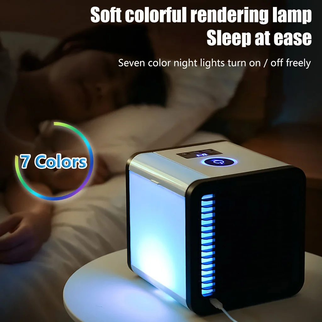 للبيع ترقية مكيف هواء متنقل متعدد الوظائف USB الشخصية الفضاء مبرد الهواء 7-color LED سطح المكتب سيارة مروحة التبريد