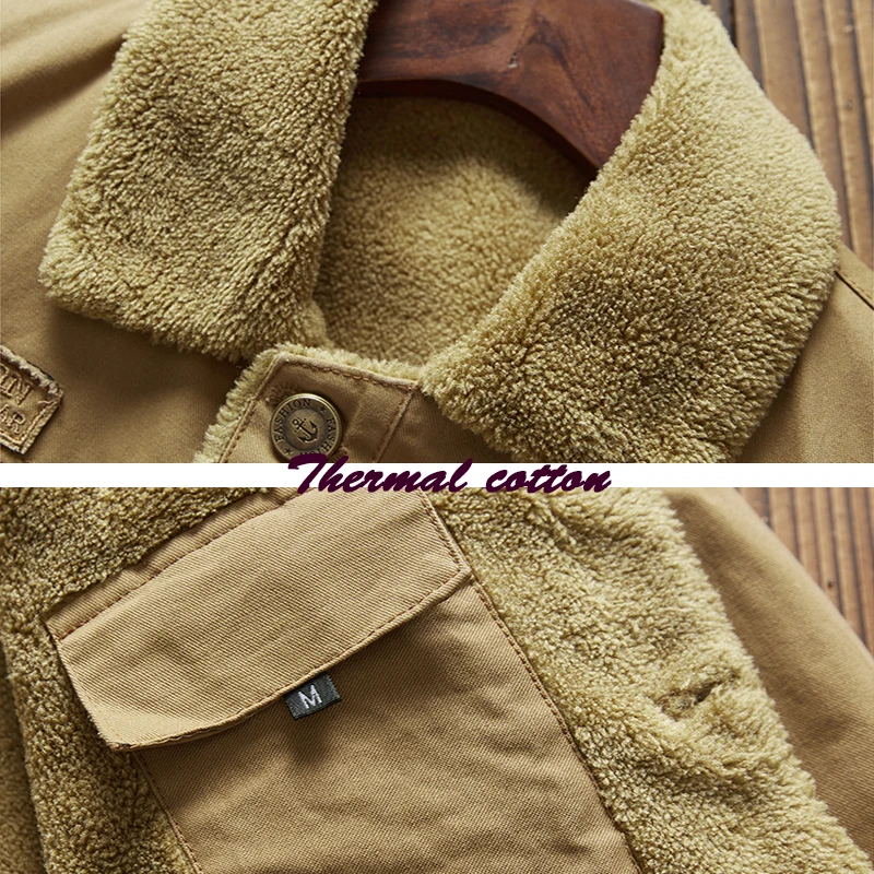 New Plush Thickened Jacket Military Hard Man Solid Warm Coat Water Wash Jacket Increase Outdoor Thickened Men's Wear Jackets 5XL