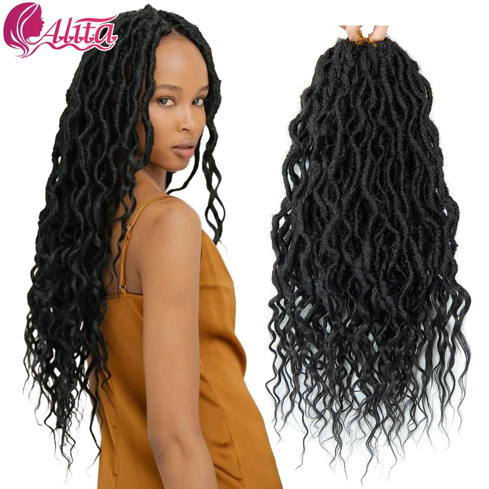 

Goddess Faux Locs With Curly End Synthetic Crochet Braids Hair Extensions For Women Ombre Blonde Messy Curly Dreadlocks