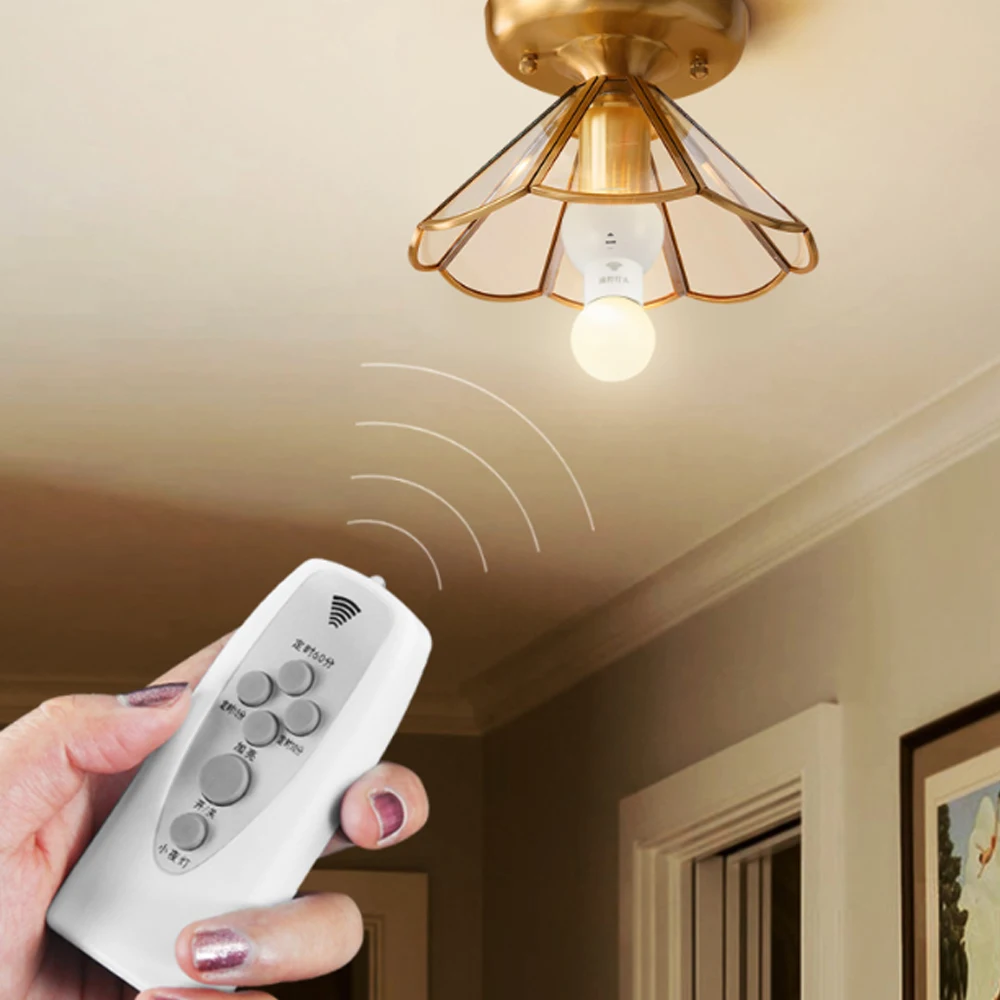 E26 E27 Wireless Remote Control Lamp Bulb Holder Dimmable Socket 220V LED Night Light with Timer Base | Освещение