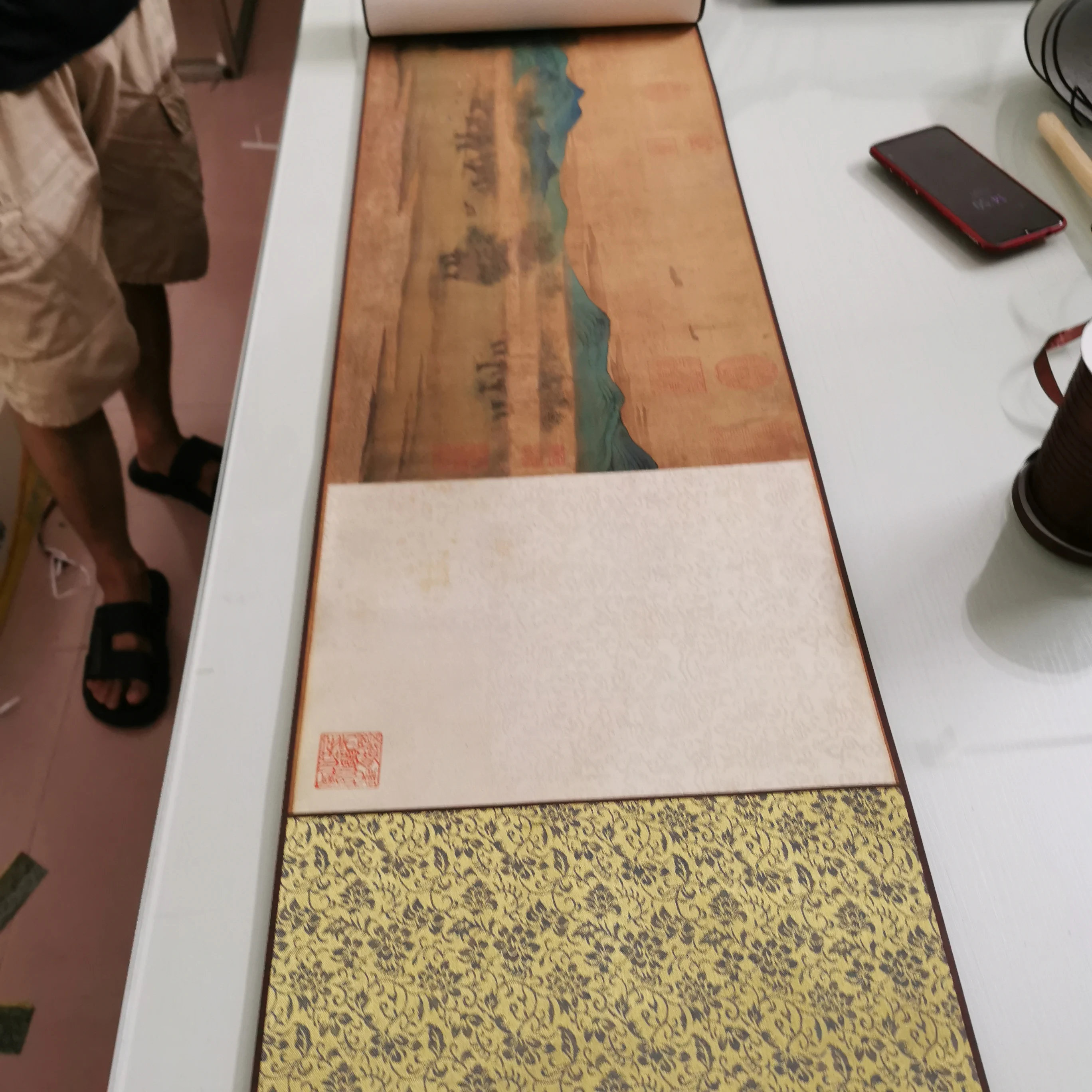 Qiu Ying в династии Мин реки Китая на фестивале Qingming древние иероглифы