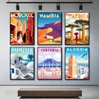 Винтажные постеры для путешествий, города, Африки, Марокко, Танзании, Намибии, арабский пейзаж, живопись на холсте, Настенная картина, декор для комнаты и дома