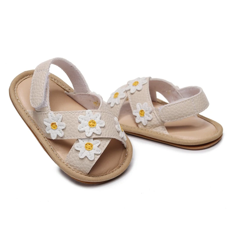 

Summer Baby Girls Boys Sandals Premium Soft Anti-Slip Rubber Sole Pu Flower First Walkers 0-18 Months Shoes