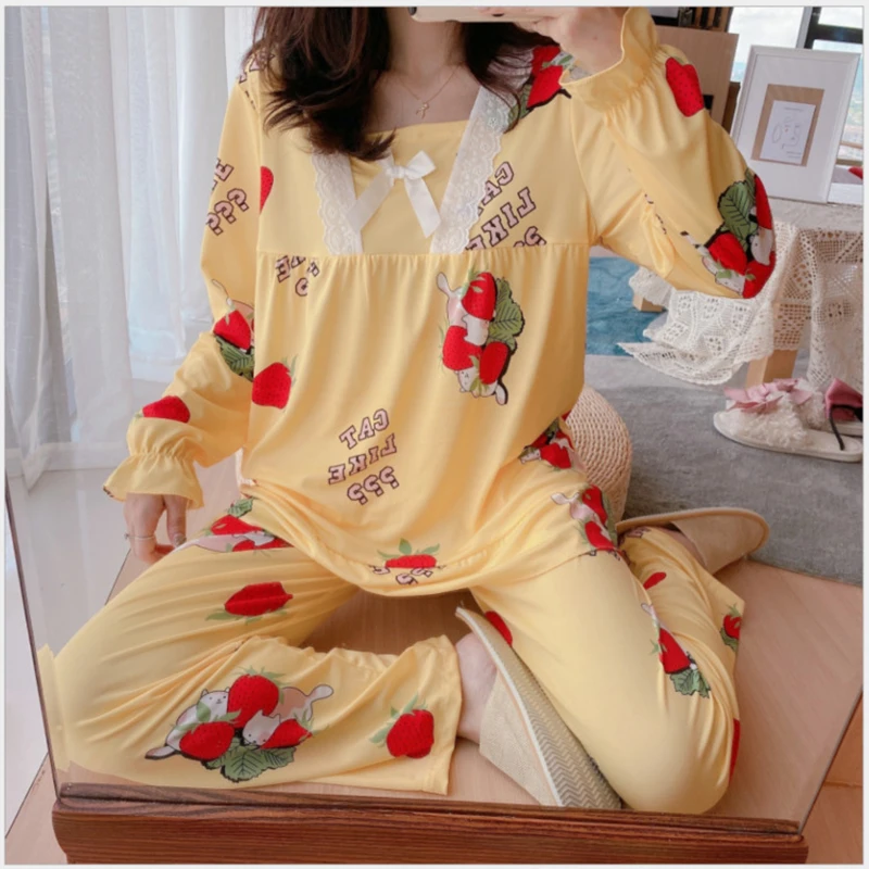 Женская пижама 2020 кружевные пижамные комплекты в клетку с квадратным вырезом