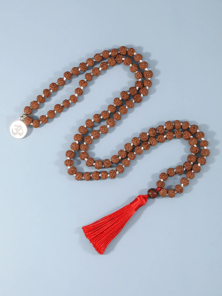 YUOKIAA 108 Yoga Japa колье Мала Rudraksha Bodhi Женская цепочка натуральный бисер тигровый глаз
