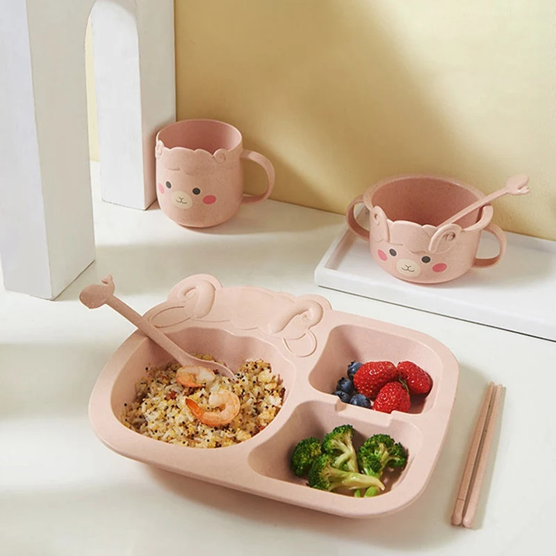 Детская миска для кормления с ложкой и вилкой набор посуды Мультяшные детские