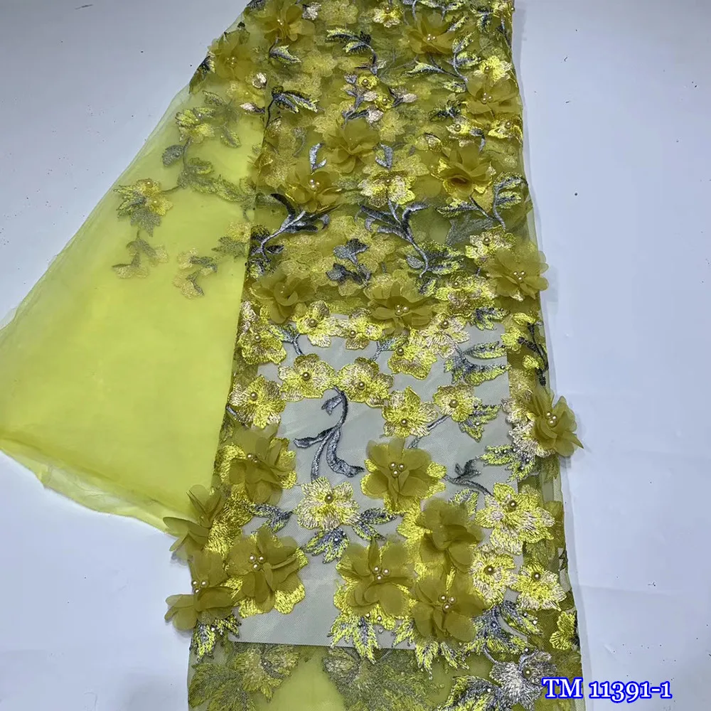 

Нигерийская 3D кружевная ткань, камни, высокое качество, 3D Цветочная аппликация, вышивка бисером, Африканское искусственное кружево для женщ...