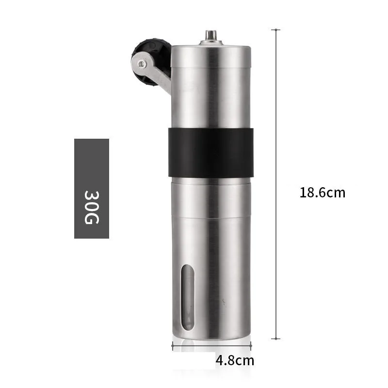 

Home Use Mini Manual Ceramic Coffee Grinder Tools Stainless Steel Adjustable Coffee Mill with Storage Rubber Loop Easy Cleaning