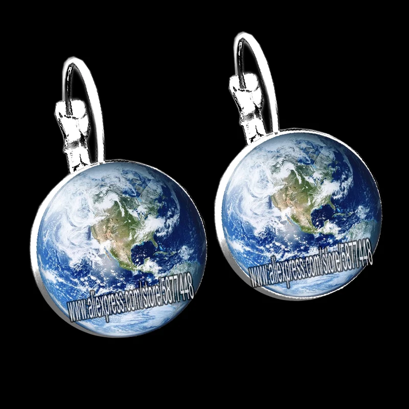 

Full Moon Earth Solar System Women Earrings Planet Blanks Universe Galaxy Glass Earrings for Girls