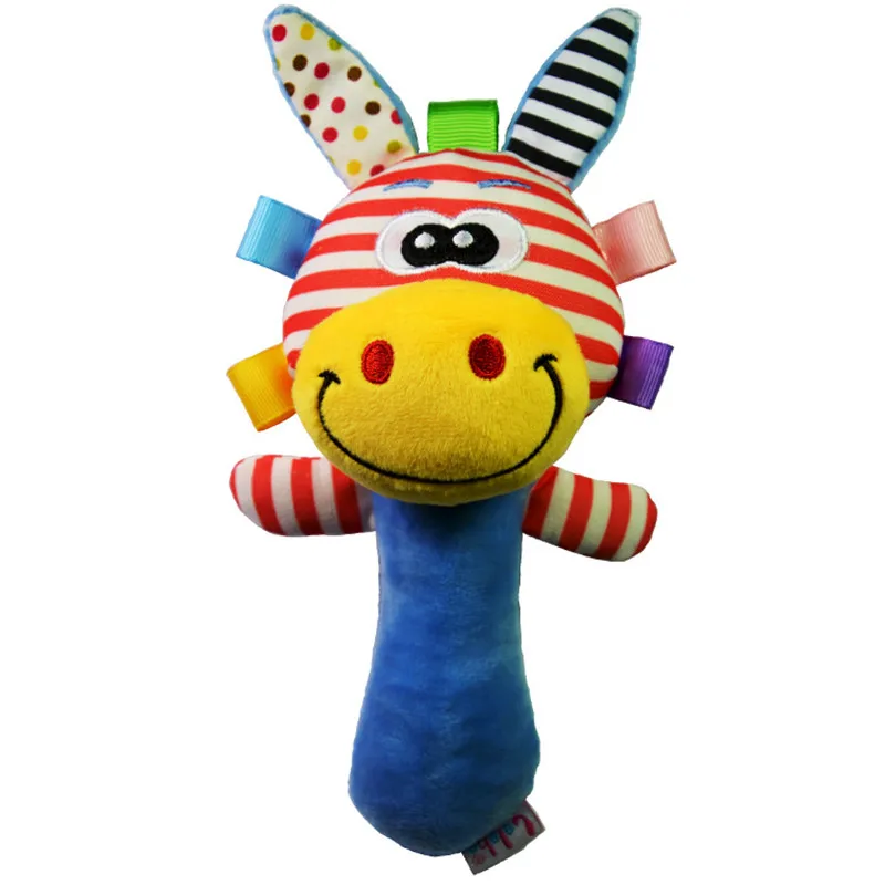 

Baby Boy Girl Animal Pattern Cartoon Hand Bell Ring Rattles Soft Lovely Plush Infant Sleep Pillow Side Toy Kids Handbells Toys