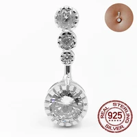 925 sterling silver navel piercing ring cubic zircon fashion bell button ring body jewelry for wmen jewelry