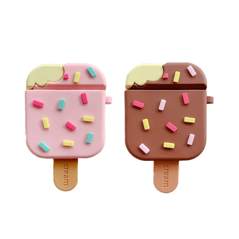 

Case for AirPods Cute Cartoon Earphone Case for Apple Air Pods 2 Accessories Protect Cover with Ring Strap Ice Cream Summer 3D