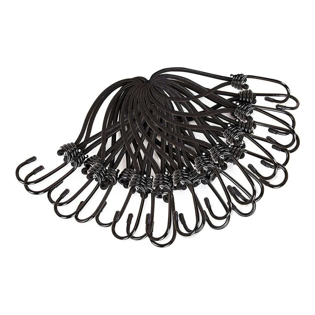 

25Pcs Tent Elastic Rope Fixed Bundling Strap with Hook Camping Bungee for Luggage Packing, Double Rope Buckle