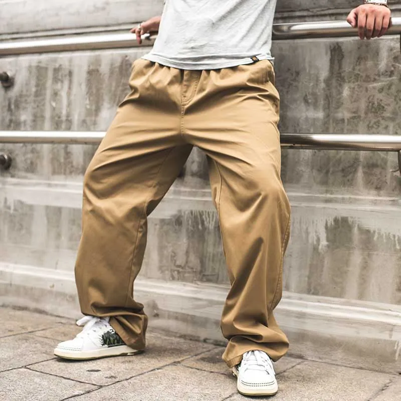 

New Fashion Men Cargo Pants Loose Baggy Elastic Waist Side Zipper Pocket Casual Trousers Plus Size Joggers Spring Autumn Summer