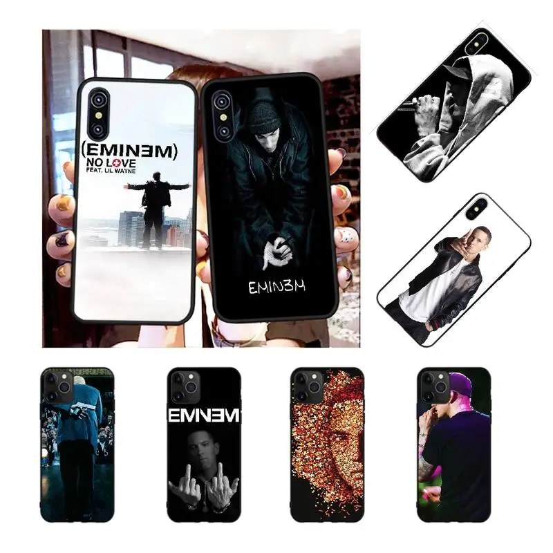 

PENGHUWAN Rap singer Eminem Black TPU Soft Rubber Phone Cover for iPhone 11 pro XS MAX 8 7 6 6S Plus X 5S SE XR case