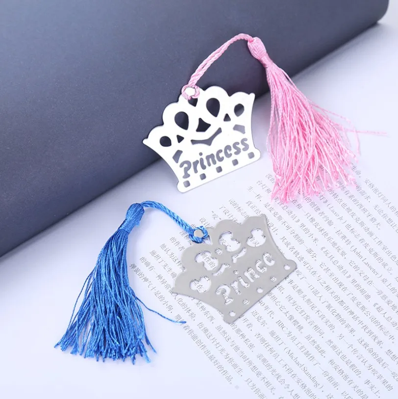 10 шт. закладки в виде короны с серебряной отделкой для книг розовой/синей