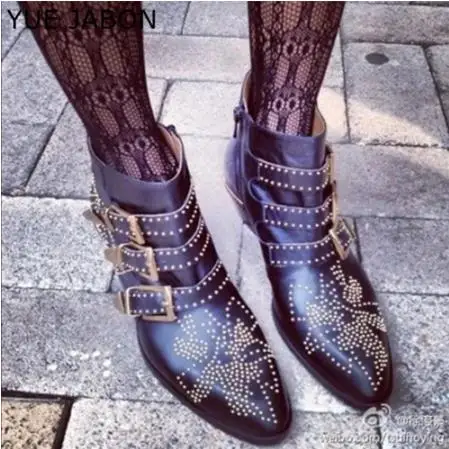 

2022 Cowgirl Susanna кожаные ботильоны с шипами женские ботинки с круглым носком с заклепками и цветами на молнии женские ботинки-мартинсы женская обувь