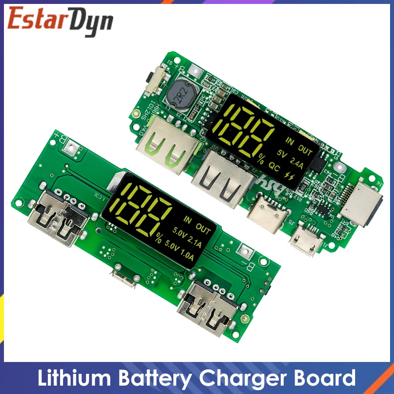 Литий Батарея Зарядное устройство доска светодиодный двойной USB 5V 2.4A Micro/Тип с