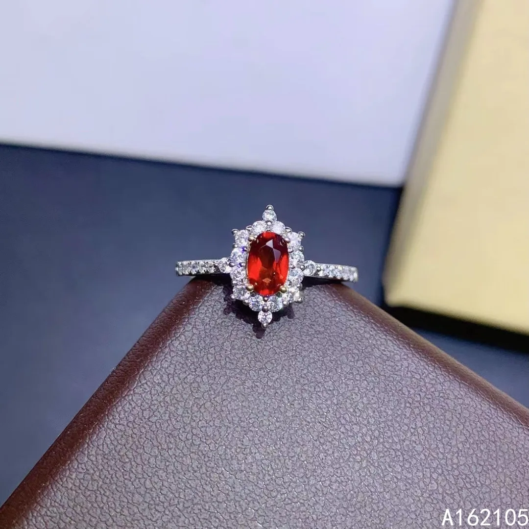 

925 pure silver Chinese style natural garnet women's luxury popular exquisite adjustable gem ring fine jewelry support detection