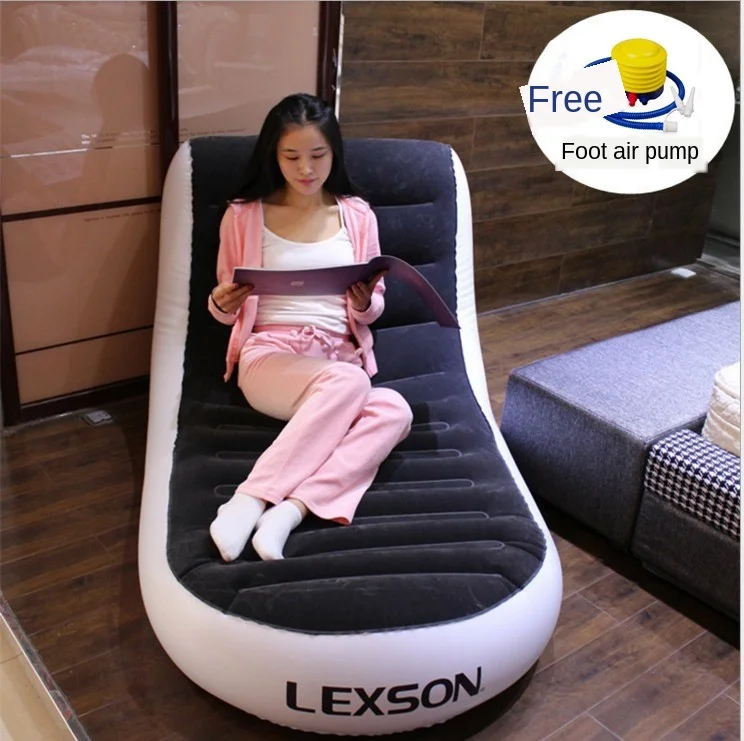 L-shape Foldable Chaise Lounge Chair Lazy sofa bed PVC flocking double inflatable outdoor 165*84*79 |