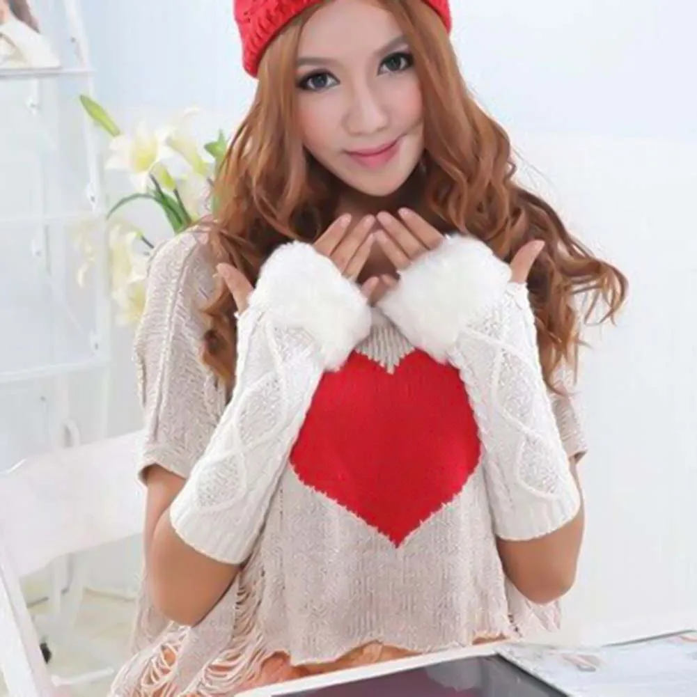 Женские Длинные вязаные перчатки без пальцев однотонные теплые из