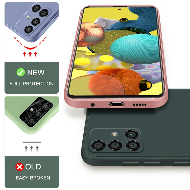 Чехол для Samsung Galaxy A10 A10S A20 A20S A30 A50 A11 A21S A31 A41 A51 A71 M30S M31 M31S квадратный Мягкий чехол из