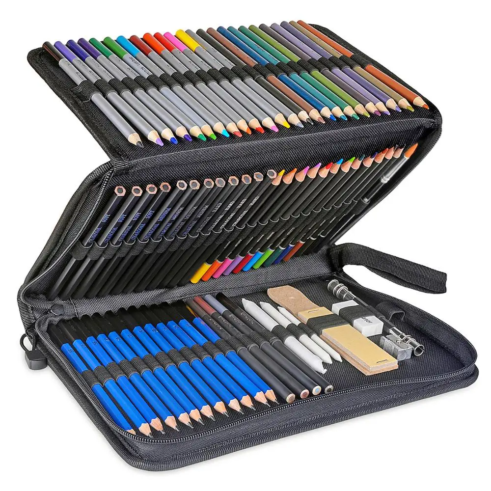 72 Pcs Colored Pencil Set Contain Watercolor Brush Eraser Sharpener Blending Stump Sketch Charcoal Pencils Painting Art Supplies |