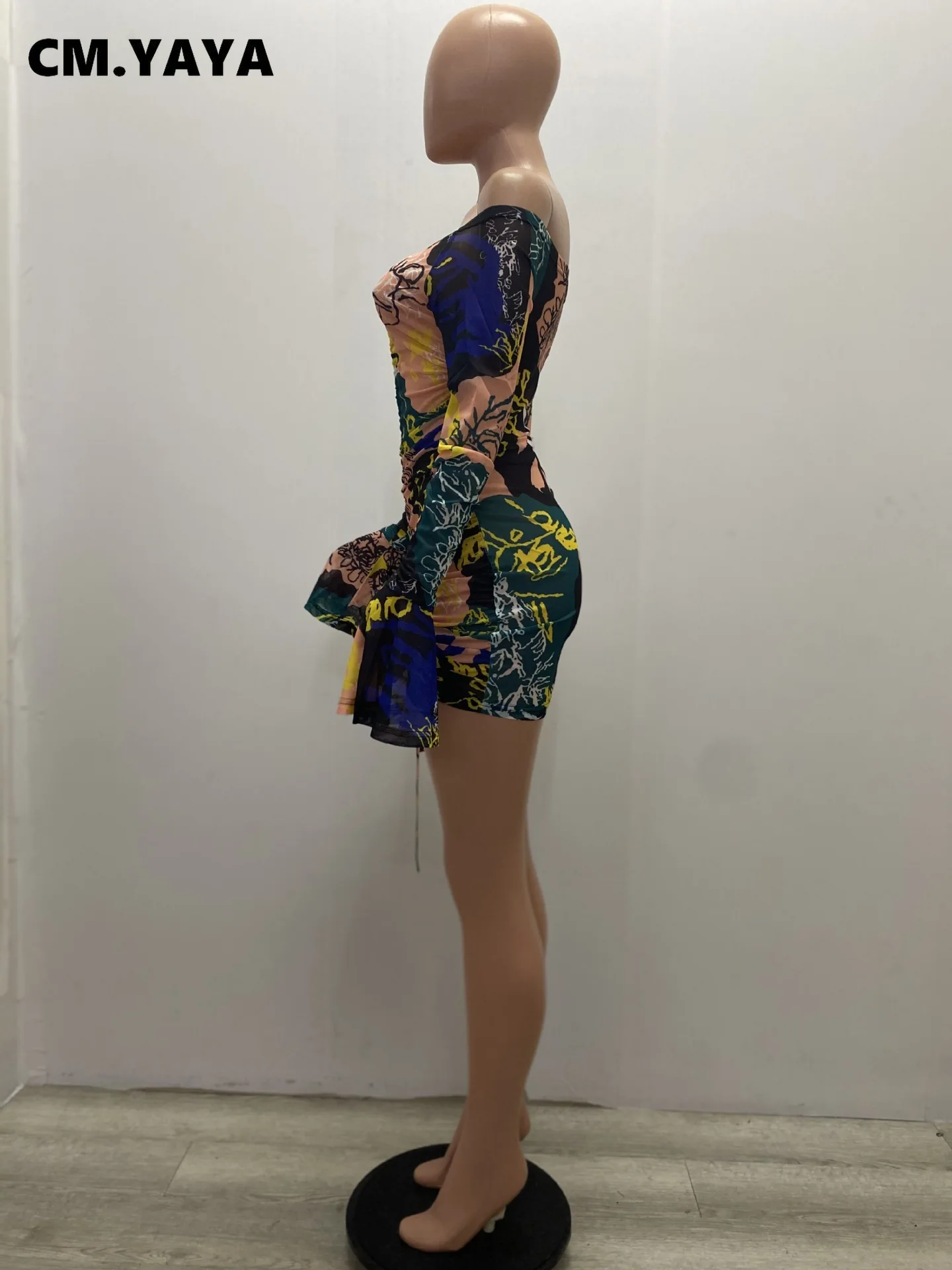 Уличная одежда CM.YAYA женское многослойное облегающее платье с открытыми плечами и