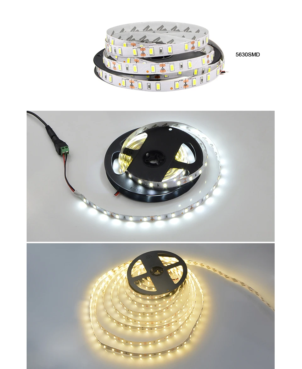 5 м/лот 5630 5050 2835 SMD RGB/белый/теплый белый Светодиодная лента 12 В гибкая светодиодная лента неоновая лампа лента 60 светодиодный s/M подсветка