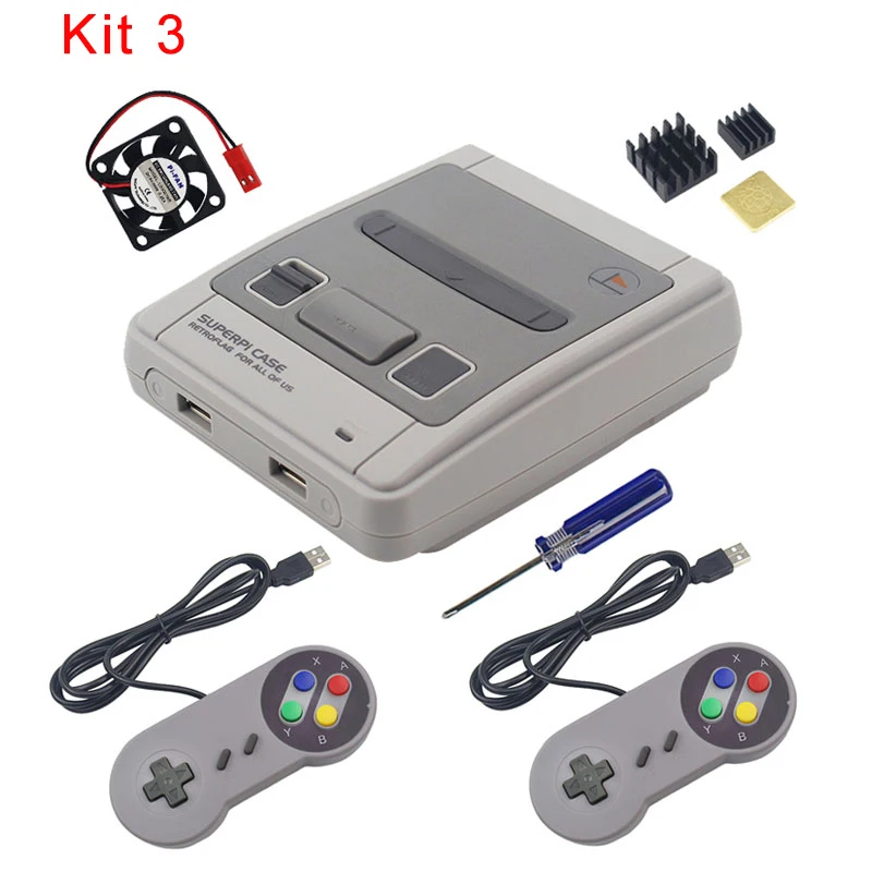 Retroflag SUPERPIE CASE-J пластиковая коробка для Raspberry Pi+ 32 ГБ sd-карта+ 3A адаптер питания+ HDMI+ вентилятор+ радиатор для RPI 3B - Цвет: Kit 3