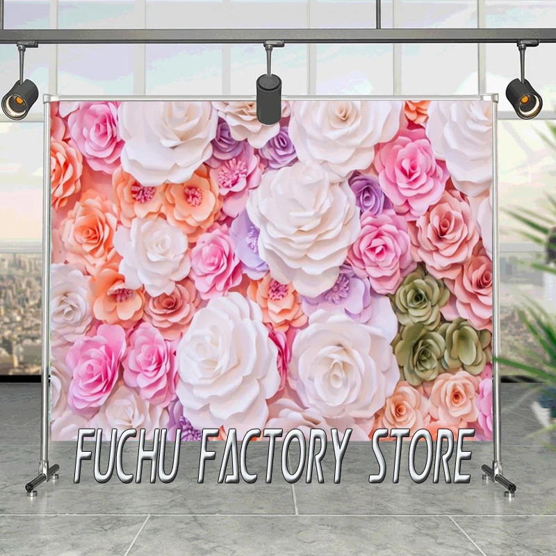 

Wedding Flower Background Spring Blossom Rose Wall Birthday Party Decor Baby Portrait Photography Backdrops Photo Studio Vinyl