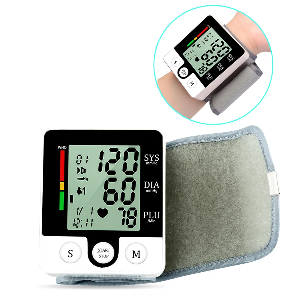 

Automatic Wrist Blood Pressure Monitor Tonometer Meter Digital LCD Screen Portable Health Care Sphygmomanometer Medical Device