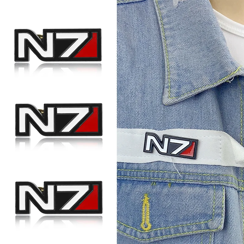 

Mass Effect Pins Brooches John Shepard N7 Logo Backpack Badges Enamel Spectre Metal Collectibles Gift Cosplay Game Accessories