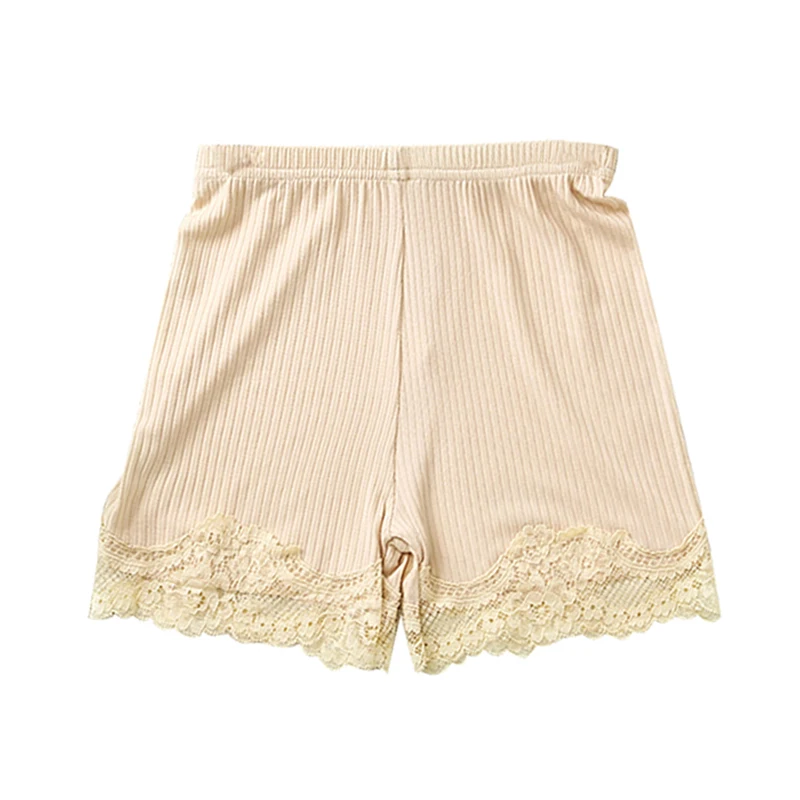 Летние детские леггинсы для девочек удобные короткие штаны однотонные кружевные