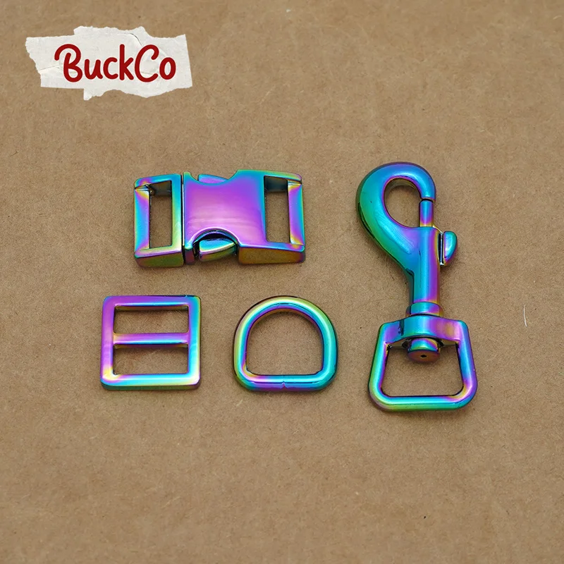 (metal buckle+Tri-Glid+D ring+metal dog clasp/set) retailing 15mm for DIY collar leash set harness accessories | Дом и сад