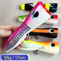 obsession popper fishing wood lure 65g 17cm topwater artificial bait trolling popper dep sea fishing lure solid wooden hard bait
