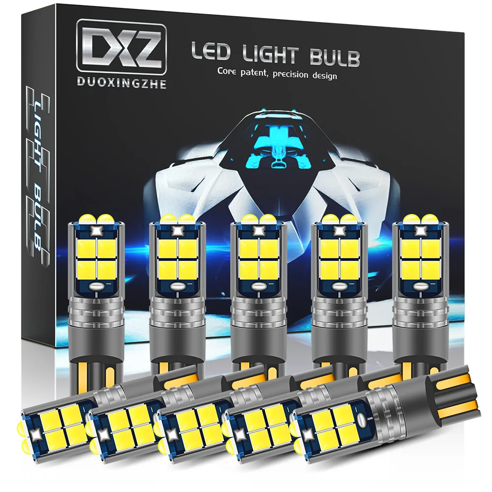 DXZ 10 шт. T10 LED Автомобильные W5W светодиодные лампы Canbus 168 194 6000K белый для салона