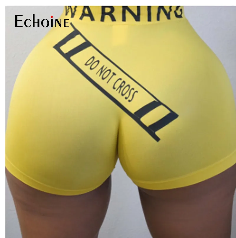 

Echoine Female Running Sport Workout Short Pants Summer Sexy Women Solid Color Skinny Fitness Letter Print Casual Shorts Bottom