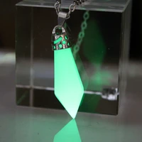 the faceted luminous stone necklaces crystal column necklace pendants cylindrical pendant glow in the dark luminous crystal