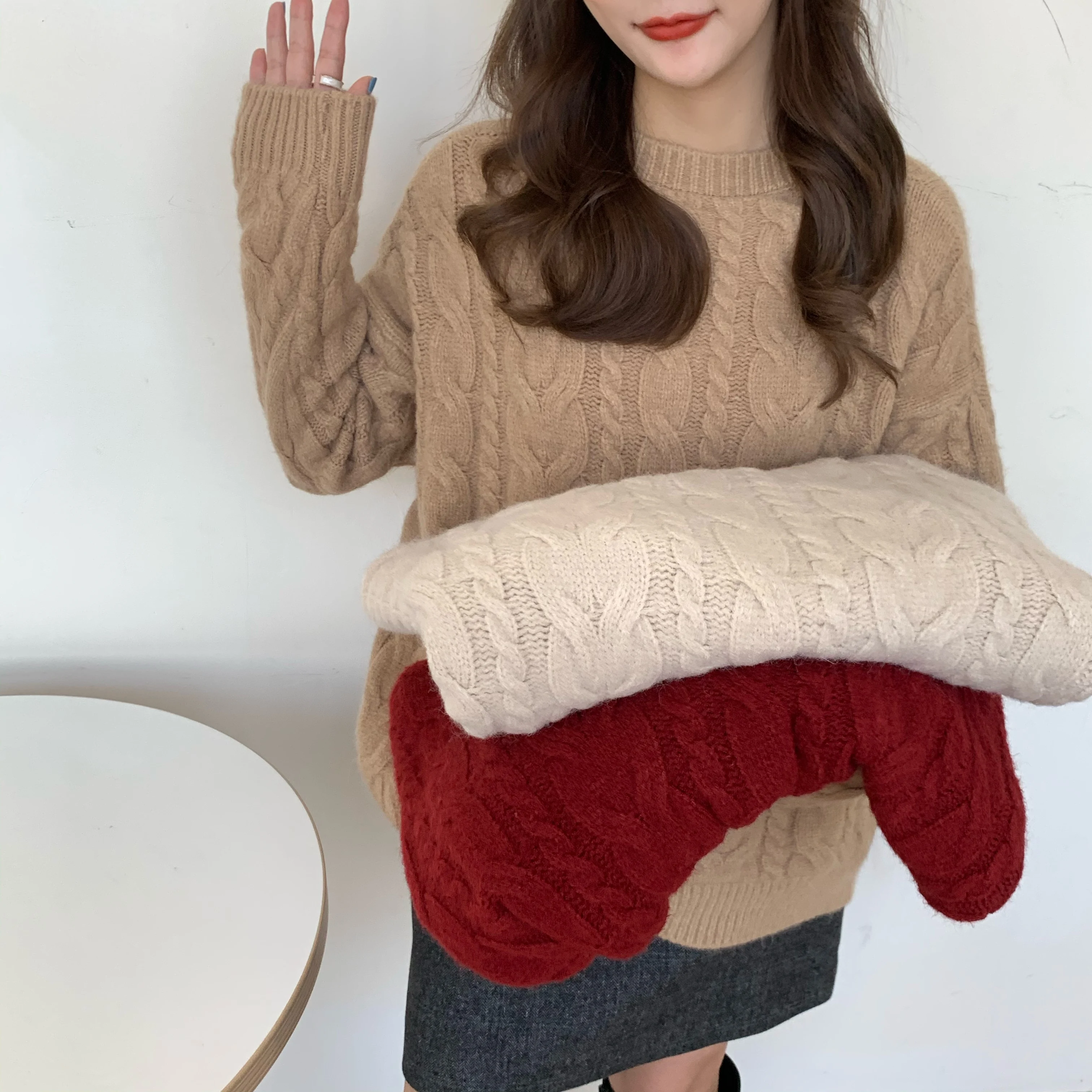 Осенне-зимний плотный свитер из ангоры женская Свободная верхняя одежда в