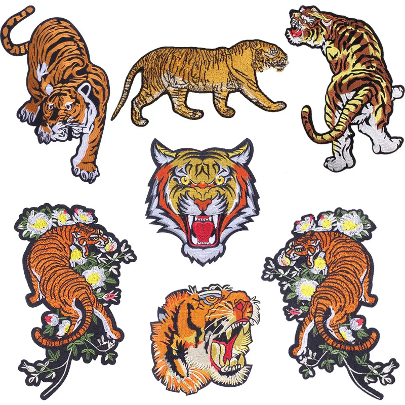 Мощная вышитая нашивка могучий тигр для украшения одежды сделай сам джинсовая
