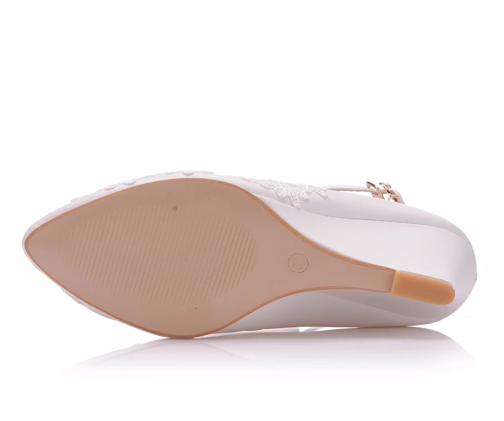 Женские свадебные туфли украшенные кристаллами на танкетке 8 см|wedding shoes bride|shoe