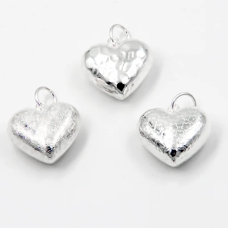 

1PC 925 Sterling Silver 18mm Heart Charm Pendant for DIY Bracelet Necklace Fine Jewelry Finding