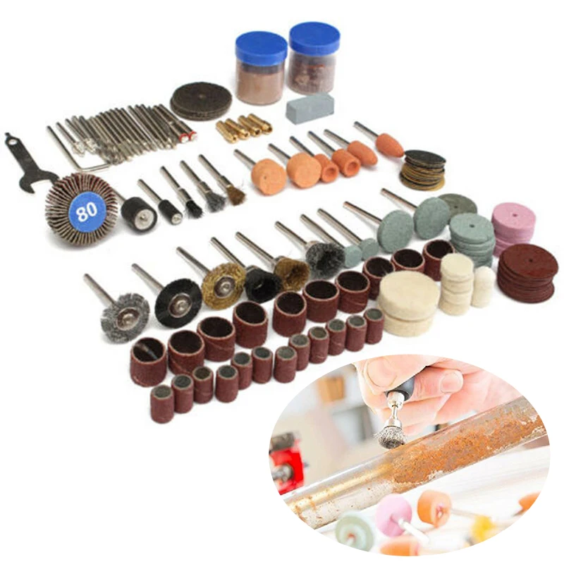 161 шт наждачная бумага проволочная щетка роторный набор аксессуаров для